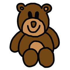 Obraz premium Hand drawn teddy bear for cartoon character, comic, mascot, plush toy, animal, sticker, zoo, souvenir shop, fabric print, decoration, brand logo, icon, brooch, standee, happy emoji, cute patches 