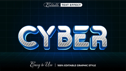 Cyber editable text effect, 3d typography in graphic styles