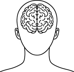 Human brain in a head vector illustration isolated on a white background