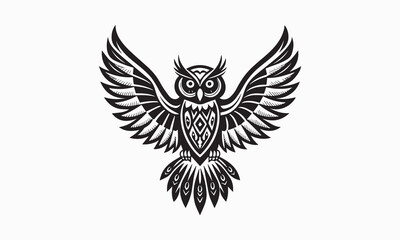 Wise Tribal Owl Silhouette