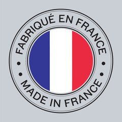  French Made Product Label, Fabriqu&eacute; en France, made in france logo design Vector illustration

