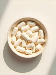 White capsules in serving dish