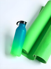 Yoga mat roll with bottle