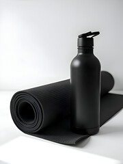 Yoga mat and water bottle