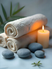 Gray stones with glowing candlelight