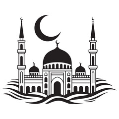 Crescent Moon and Mosque 
