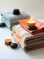 Black massage stones and candles