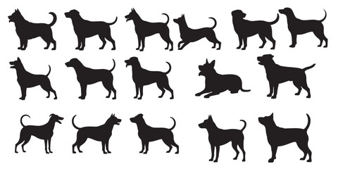 set of black vector various dog silhouettes