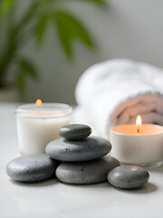 Spa towel herbal stone candle