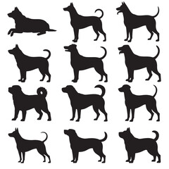 set of black vector various dog silhouettes