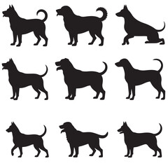 set of black vector various dog silhouettes