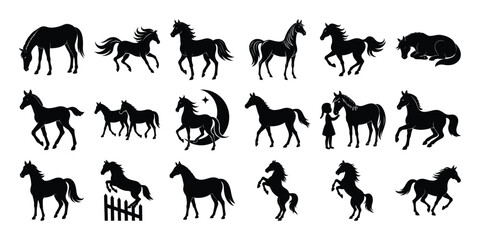 horse silhouettes set