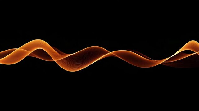 Glowing orange wave line on black background with smooth flowing curves and glowing effect