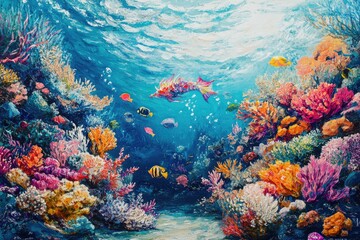 Fototapeta premium Vibrant coral reef teeming with life (4)