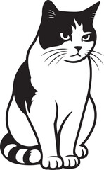 Cat silhouette design black and white, Stylish pet cat vector illustration