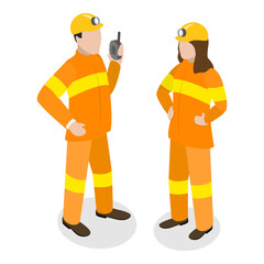 3D Isometric Flat Vector Illustration of Emergency Services, Paramedic, Firefighter and Policeman. Item 2