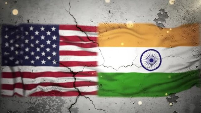 Illustration of the flags of the United States and India