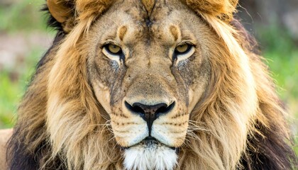 Fototapeta premium Magnificent Lion Gaze Captivating Close-Up Portrait of the Majestic King