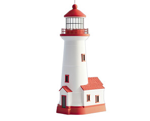 White lighthouse with red accents