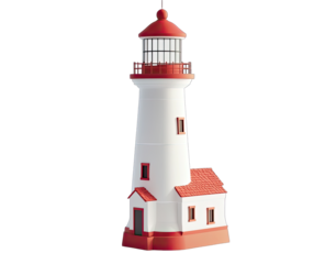 White lighthouse with red accents