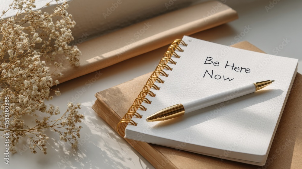 Poster a notebook with a pen