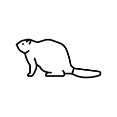american beaver black line icon for digital and print projects. North american animals.