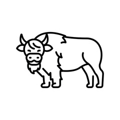 american bison black line icon for digital and print projects. North american animals.