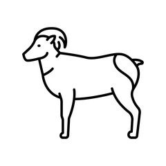 bighorn sheep black line icon for digital and print projects. North american animals.