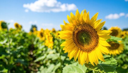 Fototapeta premium Bright Yellow Sunflower Field