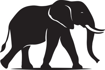 Fototapeta premium Walking elephant silhouette elegant drawing, Majestic elephant in motion sketch