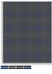 Detailed Fabric Swatch with Blue and Gray Plaid Pattern and Ruler Markings on Edge close up