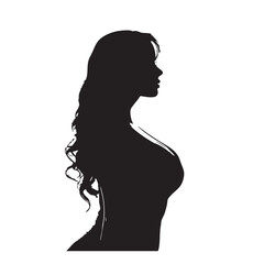 Elegant silhouette of a woman with long hair in profile