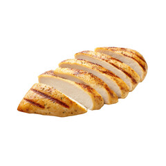 Grilled chicken breast slices isolated on transparent background