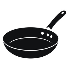 A clean, vector illustration of a frying pan in a simple black and white style.