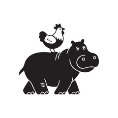 Obraz premium Hippo and chicken character design for playful artwork