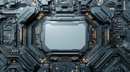 Fototapeta premium Close-up view of a complex circuit board design.