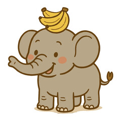Fototapeta premium Cute elephant with bananas vector
