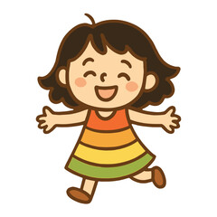 Joyful child in colorful dress vector