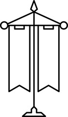 Royal flags icon set. Medieval banners and trophy luxury fantasy empty flags, medieval battle flag. Hanging fabric royal banner, pennant mockup, castle wall flags vector illustration.