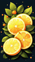 Juicy citrus fruits cut, drops of water.