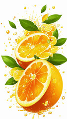 Juicy citrus fruits cut, drops of water.