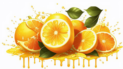 Juicy citrus fruits cut, drops of water.