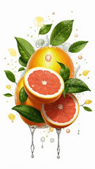 Juicy citrus fruits cut, drops of water.