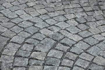 Granite cobblestone pavement with natural pattern