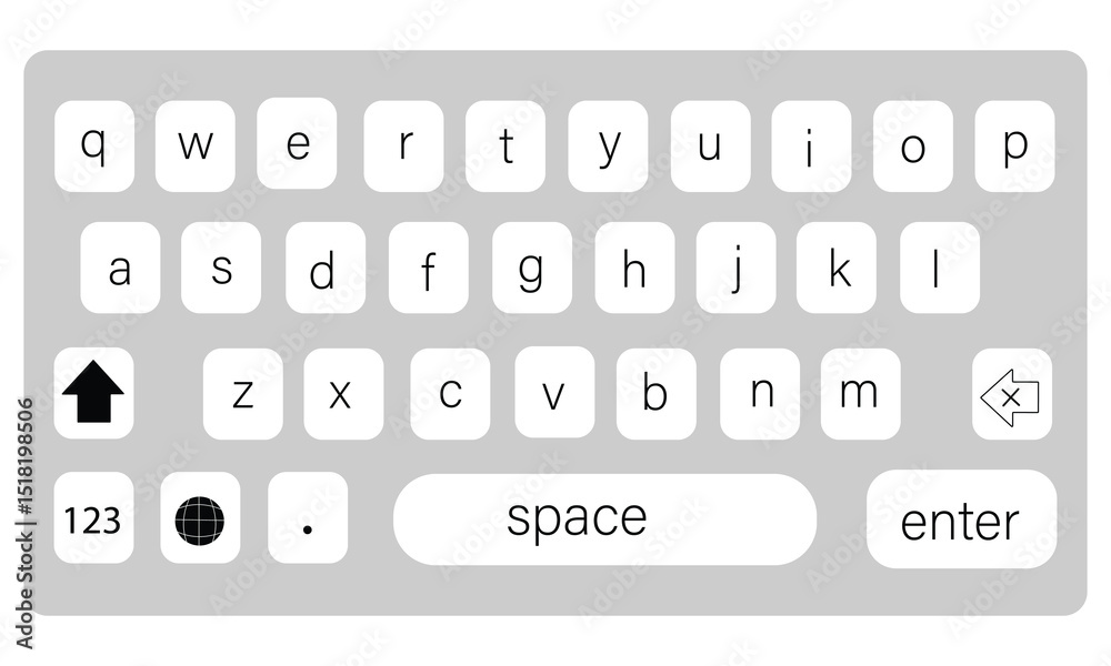 Wall mural smartphone keyboard in light and dark mode. keypad alphabet buttons in modern flat style. screen sma