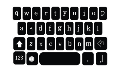 Smartphone keyboard in light and dark mode. Keypad alphabet buttons in modern flat style. Screen smartphone keyboard with black and&nbsp;white&nbsp;colors. EPS 10 .