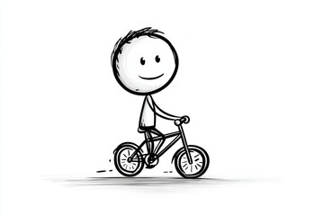 Enjoying a sunny day, a young person rides a bicycle through a park with a cheerful smile and carefree spirit