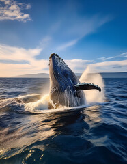 A whale breaching the surface of the ocean  