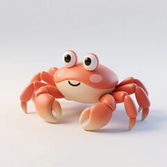 3d cute crab on white background for assets