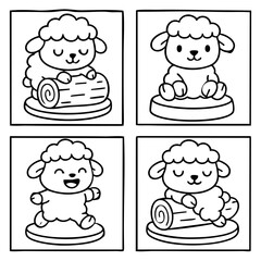 The Sheeps Line Art Doodle Illustration